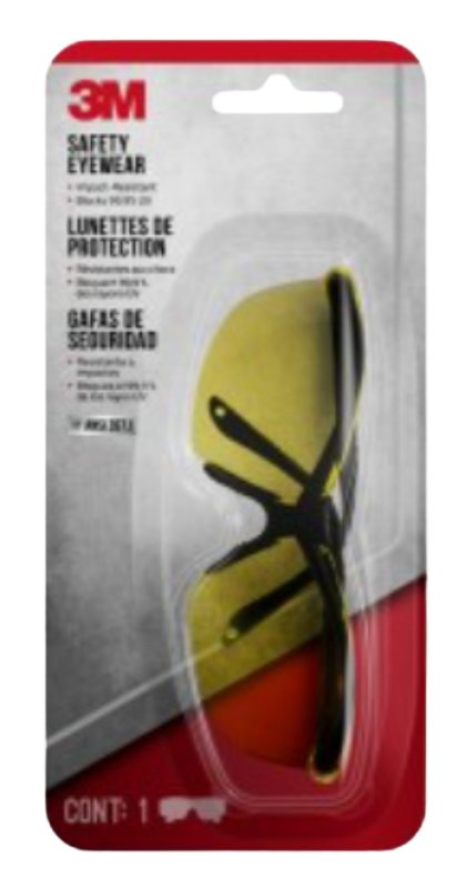 3M 90966-WV12 Sport-Inspired Safety Eyewear, Anti-Scratch Lens, Semi-Rimless Frame, Black Frame