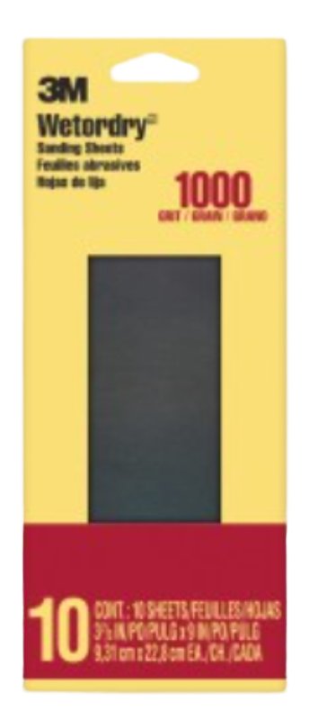 3M 5923-18-CC Sandpaper, 9 in L, 3.66 in W, Ultra Fine, 1000 Grit, Silicon Carbide Abrasive, Paper Backing