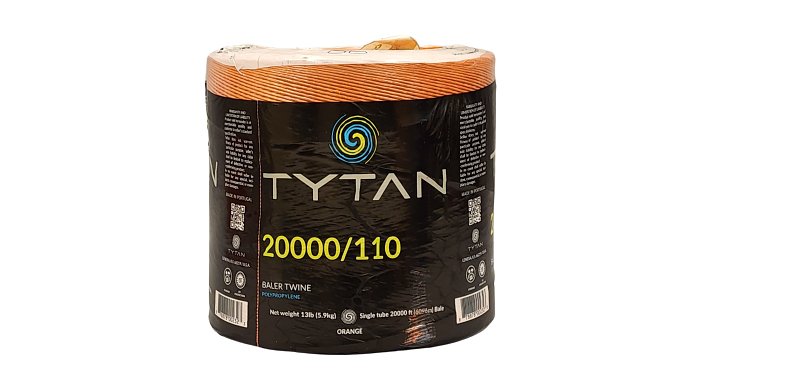 Tytan PBT20110TOSTNBP Baler Twine, 20,000 ft L, Polypropylene, Orange