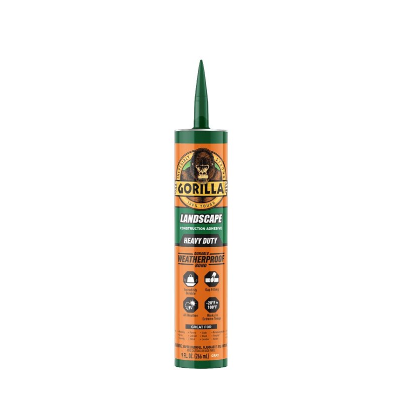 Gorilla 119782 Heavy-Duty Construction Adhesive, Gray, 9 oz Cartridge