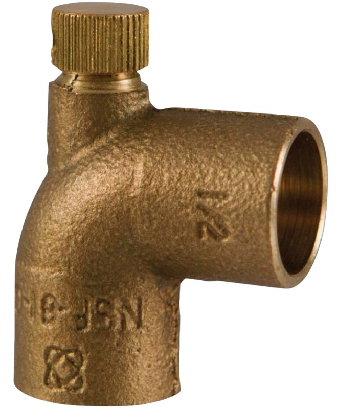 Nibco U705D-LF Series BF0050LC Vent Elbow with Forged Cap, 1/2 in, Sweat, 90 deg Angle, Bronze, 577 psi Pressure