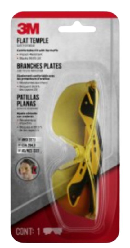 3M 47013-WV6 Safety Glasses, Anti-Fog, Anti-Scratch Lens, Black/Yellow Frame