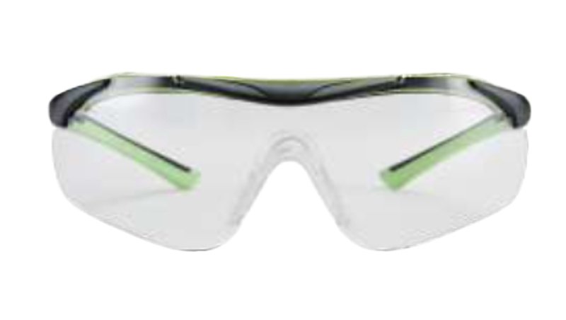 3M 47100-WZ4 Sport-Inspired Safety Glasses, Clear Lens, Green/Neon Black Frame, Anti-Fog, Anti-Scratch Lens