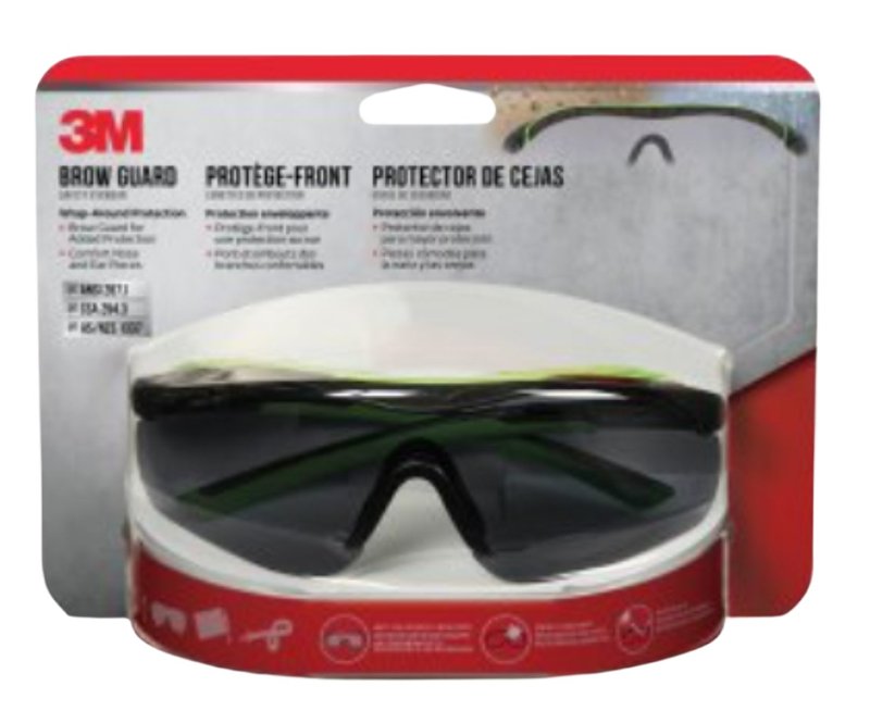 3M 47101-WZ4 Sport-Inspired Safety Glasses, Gray Lens, Green/Neon Black Frame, Anti-Fog, Anti-Scratch Lens