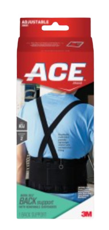 ACE 208605 Work Belt, 48 in Waist, Latex/Nylon/Polyester, Black