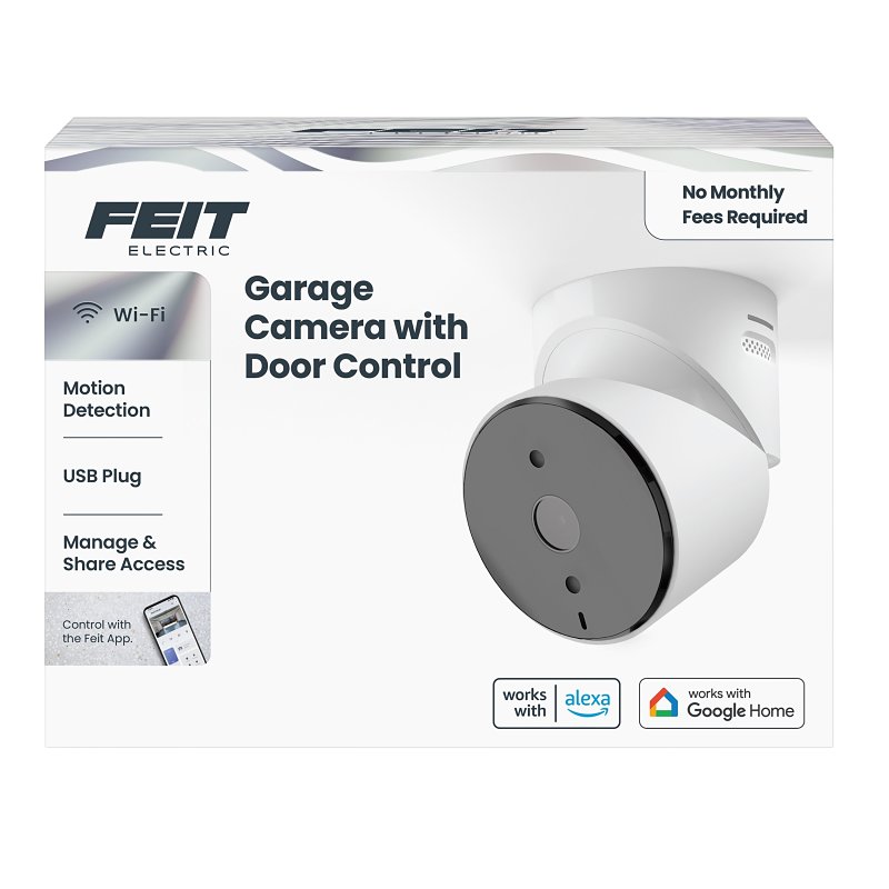 Feit Electric CAM/GAR/WIFI Smart Garage Door Opener Camera with Door Control, 90 deg View, 1080 pixel Resolution, Wi-Fi