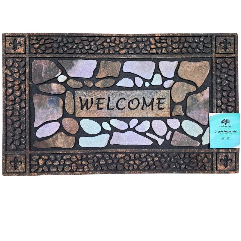 Fanmats 58781 Floor Mat, 30 in L, 18 in W, Pebble Pattern, Rubber Surface, Multi-Color