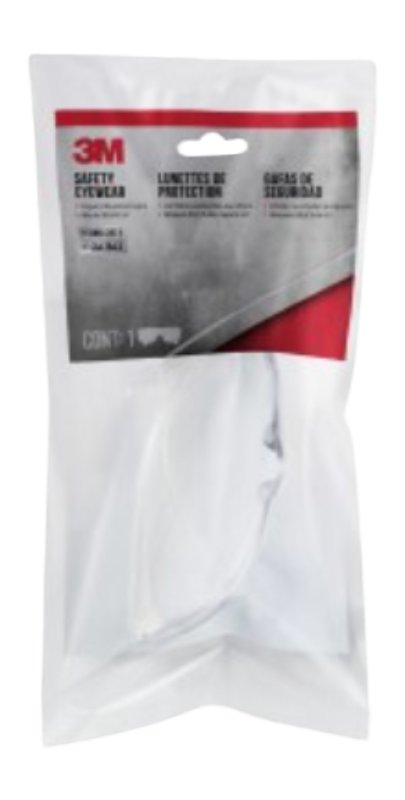 3M 90551-00000B Safety Glasses, Clear Frame, Anti-Scratch Lens, Polycarbonate Lens, Wraparound Frame