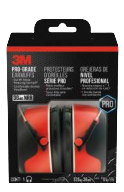 3M 7100107419 Ear Muffs, 30 dB NRR, Black/Red