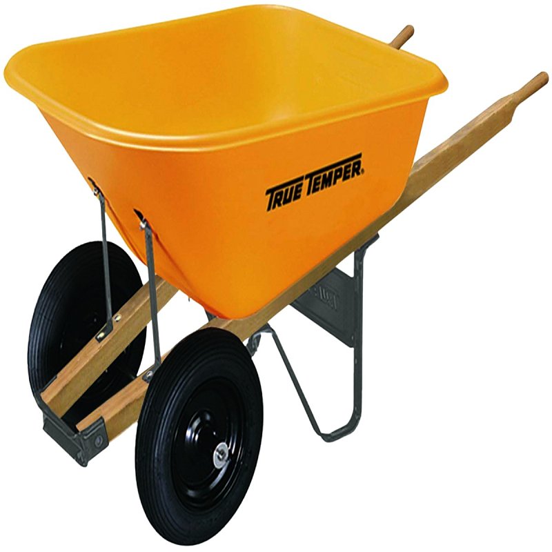 True Temper RP810 Wheelbarrow with Dual Wheels, 8 cu-ft Volume, Poly, 2-Wheel