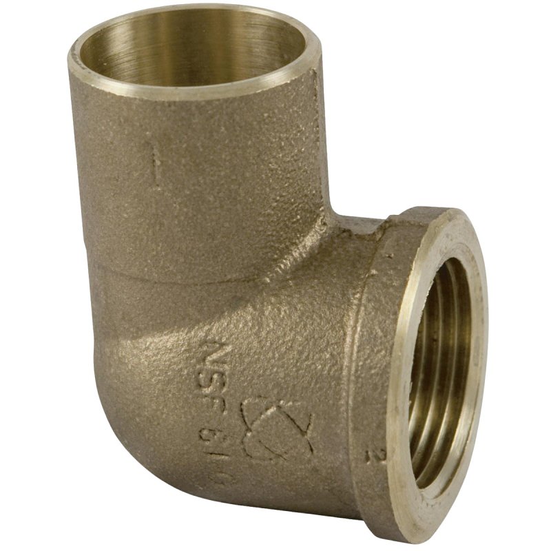Nibco U707-3R-LF Series C00100LC Cast Pipe Elbow, 1/2 x 3/4 in, Sweat x FPT, 90 deg Angle, Bronze, 577 psi Pressure