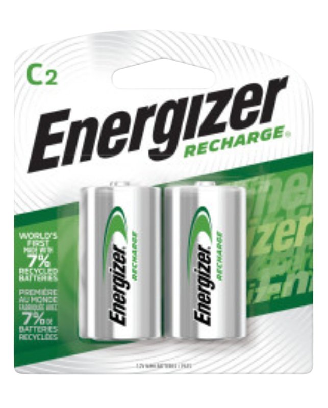 Energizer NH35BP-2 Battery, 1.2 V Battery, 2500 mAh, C Battery, Nickel-Metal Hydride, Rechargeable: Yes, Green/Silver