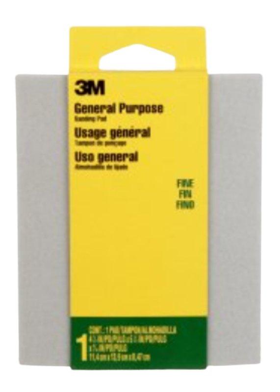 3M 917 Sanding Sponge, 5-1/2 in L, 4-1/2 in W, Fine