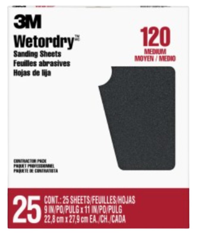 3M 88602 Sandpaper, 11 in L, 9 in W, 120 Grit, Fine, Silicone Carbide Abrasive
