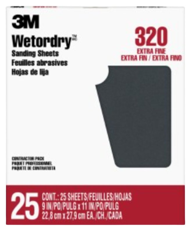 3M Wetordry 99421NA Sandpaper, 11 in L, 9 in W, Extra Fine, 320 Grit, Silicon Carbide Abrasive, Paper Backing
