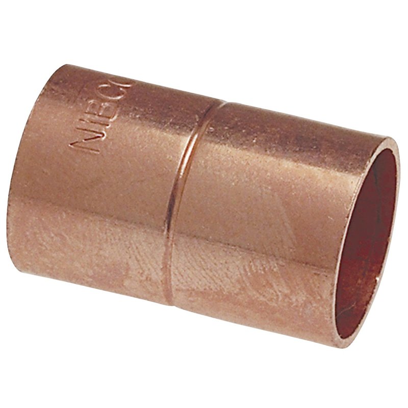 Nibco 600-RS Series W00755C Pipe Coupling with Rolled Tube Stop, 3/4 in, Sweat, Copper, 700 psi Pressure