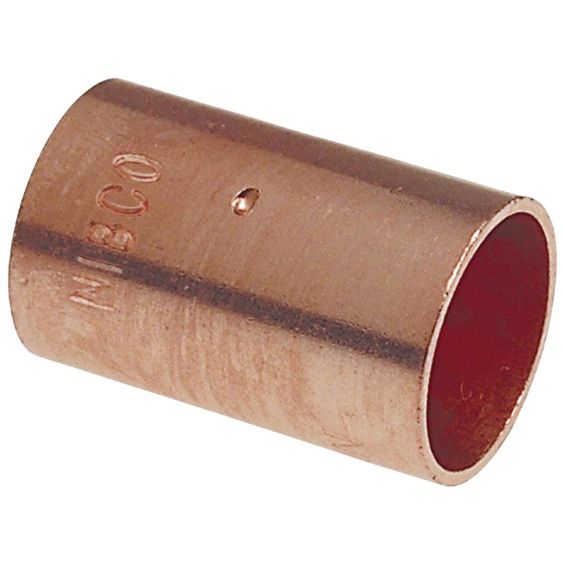 Nibco 600-DS Series W00780D Pipe Coupling with Dimpled Tube Stop, 1 in, Sweat, Copper, 729 psi Pressure