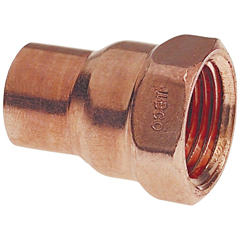 Nibco W01040T Pipe Adapter, 1/2 x 3/4 in, Sweat x FPT, Copper