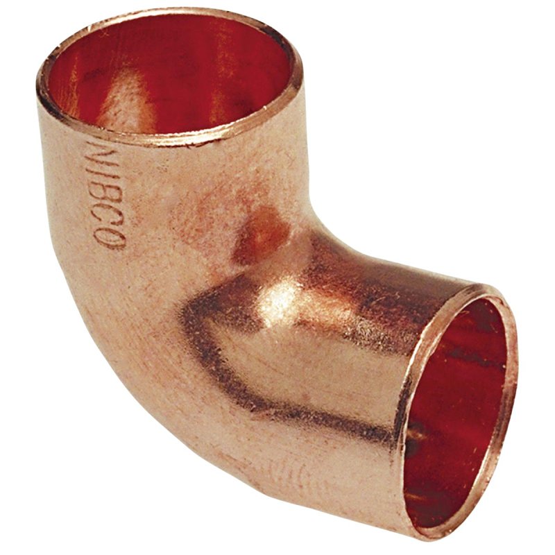 Nibco 607 Series W01450D Pipe Elbow, 1/2 in, Sweat, 90 deg Angle, Copper