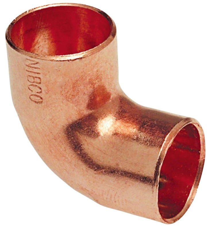 Nibco 607R Series W01480T Pipe Elbow, 3/4 x 1/2 in, Compression, 90 deg Angle, Copper, 582 psi Pressure