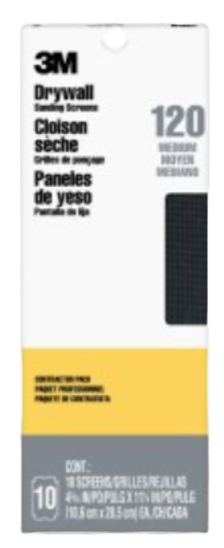 3M 99438 Sanding Screen, 11 in L, 4-3/16 in W, 120 Grit, Silicone Carbide Abrasive, Cloth Backing