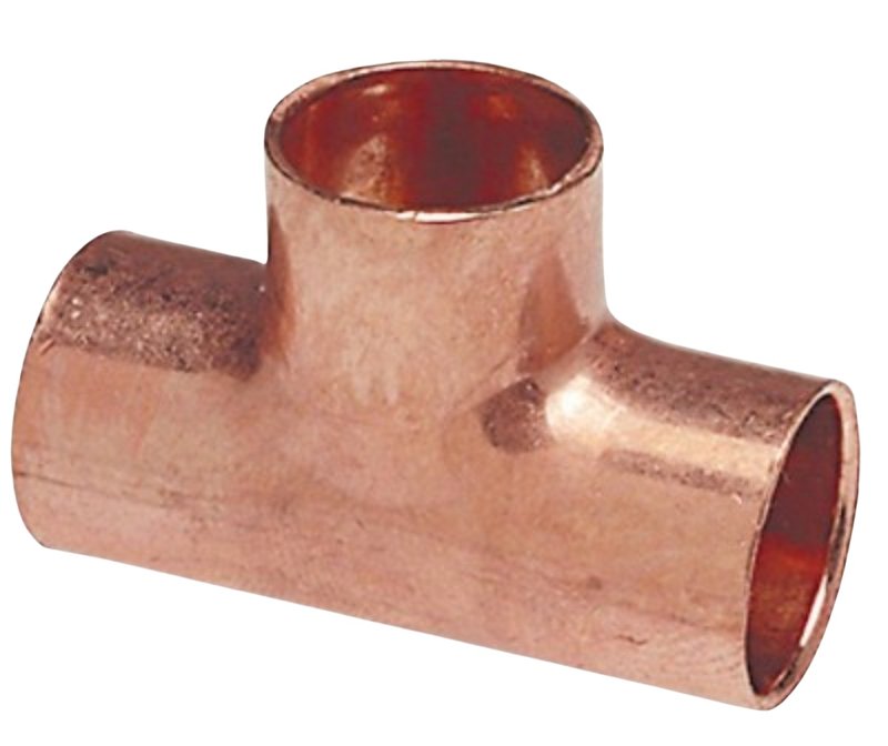 Nibco 611 Series W01765D Reducing Pipe Tee, 1-1/4 x 1-1/4 x 1 in, Sweat, Copper, 494 psi Pressure