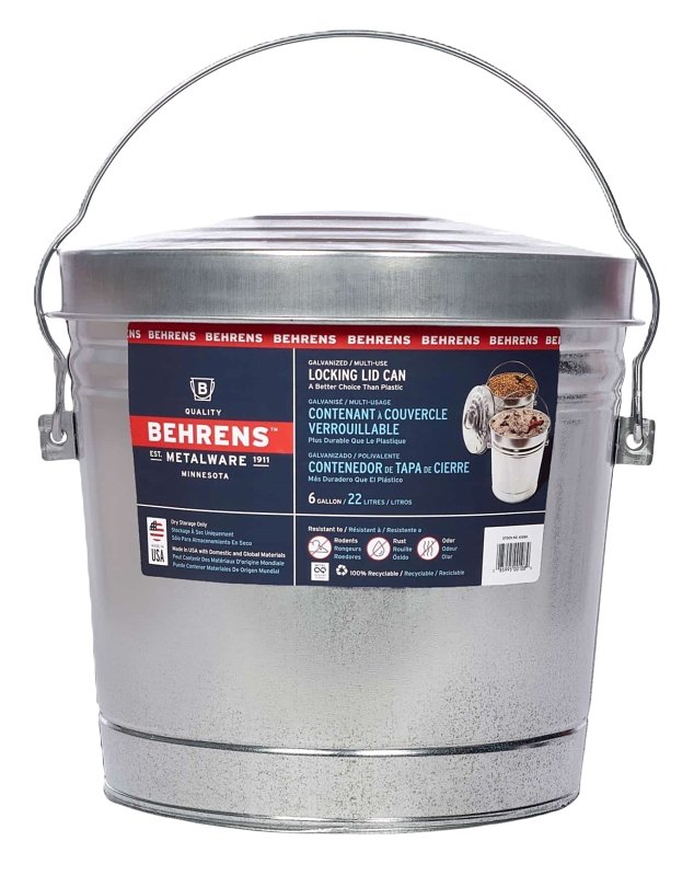 Behrens 6106 Kit Locking Can, 6 gal, Steel, Silver, Lid