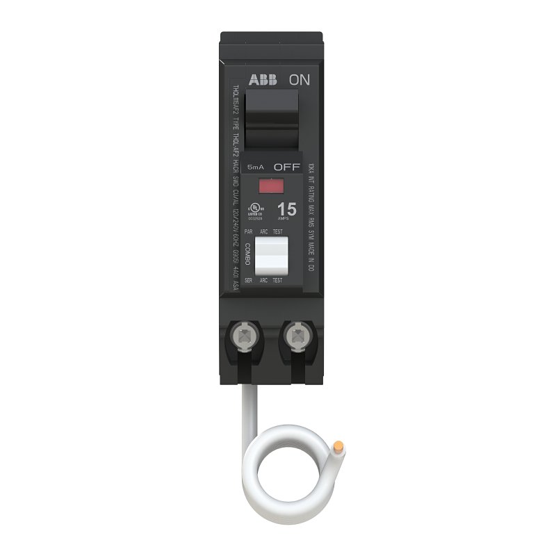 GE Industrial Solutions THQL Series THQL1115AF2A AFCI Circuit Breaker, 15 A, 1-Pole, 120/240 V, Plug