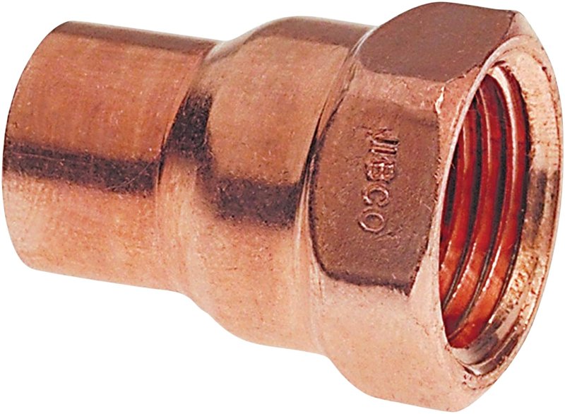 Nibco W01090T Pipe Adapter, 3/4 x 1/2 in, Sweat x FPT, Copper