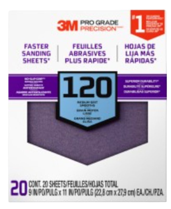Scotch 26120CP-P-G Sandpaper Sheet, 11 in L, 9 in W, Medium, 120 Grit, Aluminum Oxide Abrasive, Paper Backing
