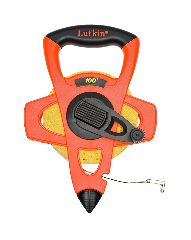 Crescent Lufkin FE100D/1706D Tape Measure, 100 ft L Blade, 1/2 in W Blade, Fiberglass Blade, ABS Case, Orange Case