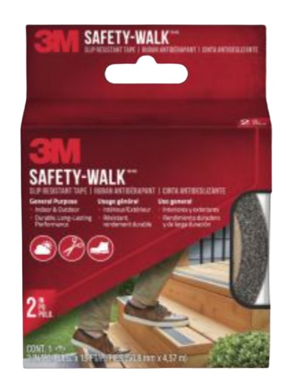 3M Safety-Walk 7635NA Tread, 15 ft L, 2 in W, Black