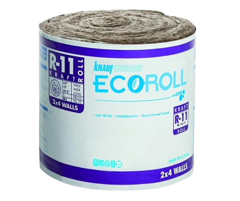 Knauf Insulation ECOROLL KR41E/TAK Insulation, 70-1/2 ft L, 15 in W, R11 R-Value, Fiberglass/Steel, Brown