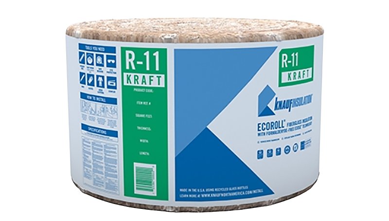 Knauf Insulation ECOROLL KR42E/TAK Insulation, 70-1/2 ft L, 23 in W, R11 R-Value, Fiberglass/Steel, Brown