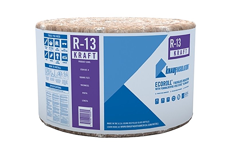 Knauf Insulation KR94E/TAK Kraft Faced Insulation, 32 ft L, 15 in W, R13 R-Value, Fiberglass