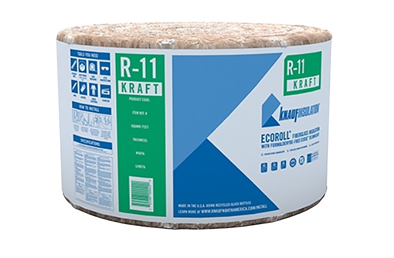 Knauf Insulation ECOROLL KR91E/TAK Insulation, 40 ft L, 15 in W, R11 R-Value, Fiberglass/Steel, Brown