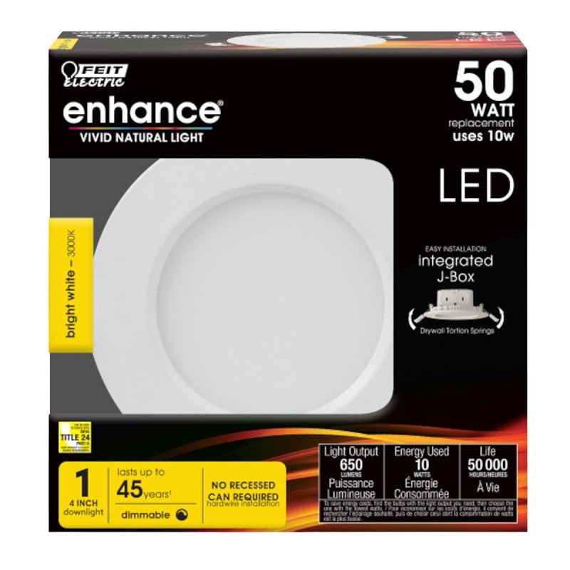 Feit Electric LEDR4JBX/930 Recessed Downlight, 10 W, 120 V, White, 4 in Dia