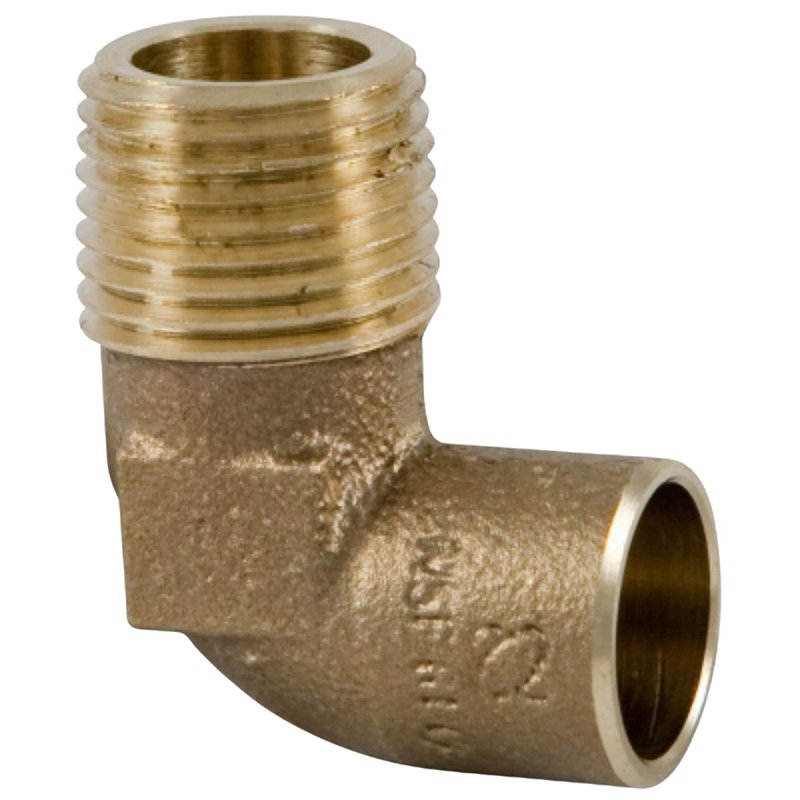 Nibco U707-4-LF Series BF0190LC Forged Pipe Elbow, 1/2 in, Sweat x MPT, 90 deg Angle, Bronze, 577 psi Pressure