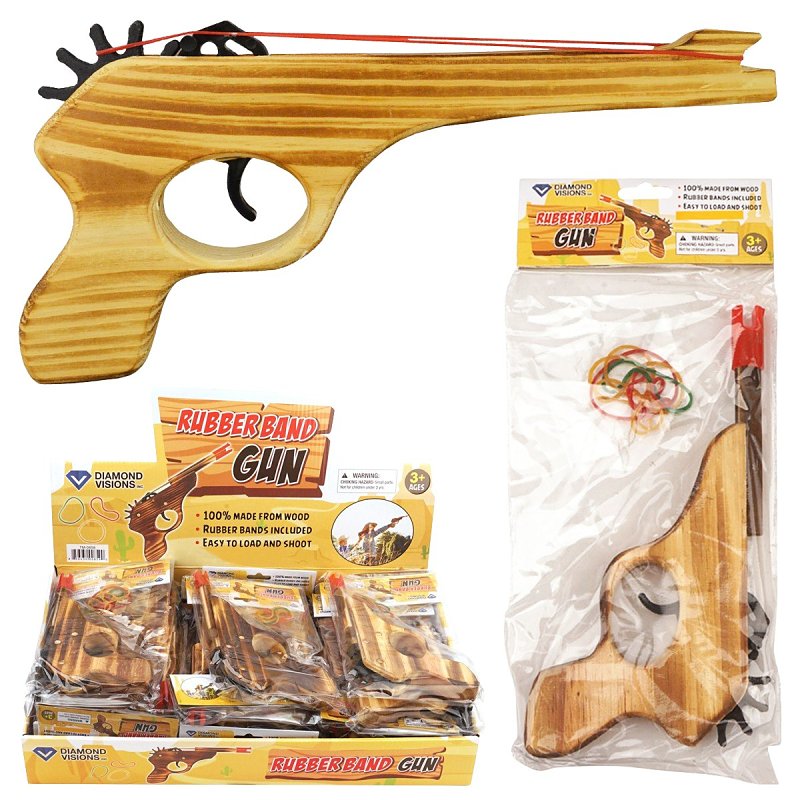 Diamond Visions TM-0858 Rubber Band Gun Toy, Wood