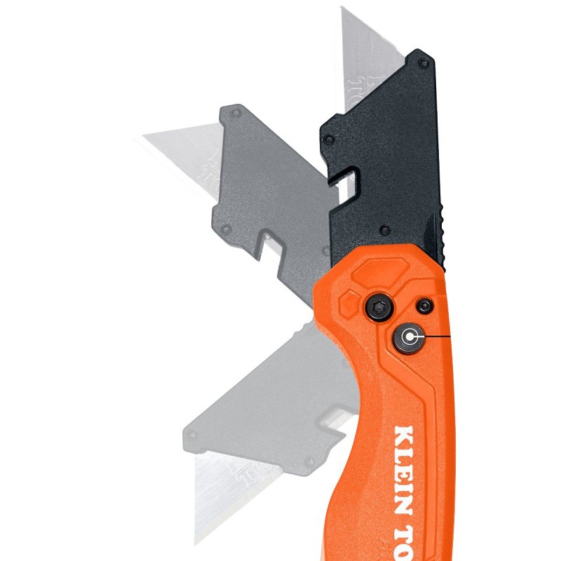 Klein Tools 44302 Folding Utility Knife, 1 in L Blade, Steel Blade, 1-Blade, Ergonomic Handle, Orange Handle