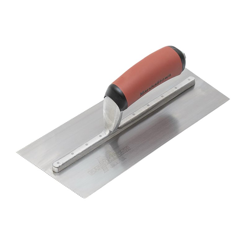 Marshalltown 799SD Right-Handed Cut-Back Trowel, 11 in L, 4-1/2 in W, U-Shaped Notch, Resilient Soft Grip Handle