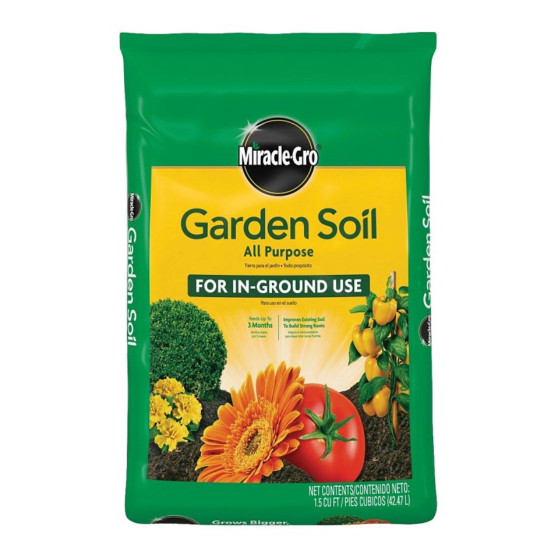 Miracle-Gro 70359500 All-Purpose Garden Soil, 24 sq-ft Coverage Area, 1.5 cu-ft Bag