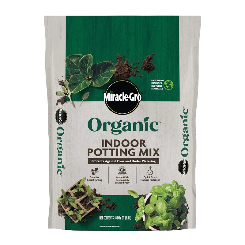 Miracle-Gro Organic Series 74178430 Indoor Potting Mix, 8 qt Bag