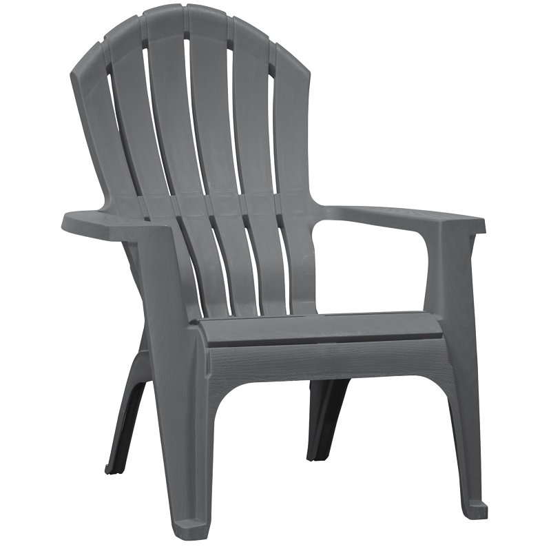 Adams RealComfort Adirondack Chair, 30 in W, 34 in D, 37-1/2 in H, Polypropylene Seat, Charcoal Gray Frame