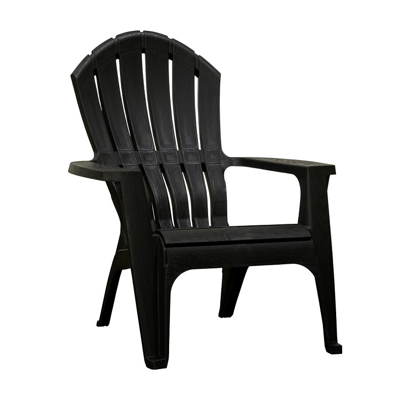 Adams RealComfort Adirondack Chair, 30 in W, 34 in D, 37-1/2 in H, Polypropylene Seat, Black Frame