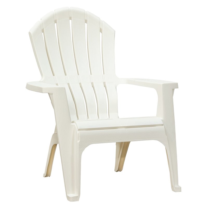 Adams RealComfort Adirondack Chair, 30 in W, 32-1/2 in D, 37-1/2 in H, Polypropylene Seat, White Frame