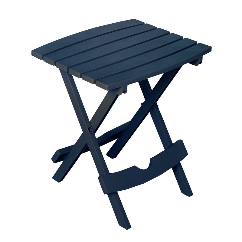 Adams Quik-Fold 260615 Side Table, 15-1/4 in W, 17-3/4 in D, 19-3/4 in H, Resin Frame, Rectangular Table, Midnight Table
