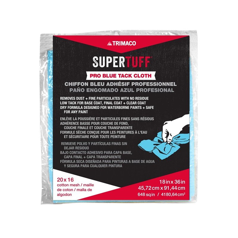 Trimaco SuperTuff 55009 Professional Tack Cloth, 18 in L, 36 in W, Cotton, Blue