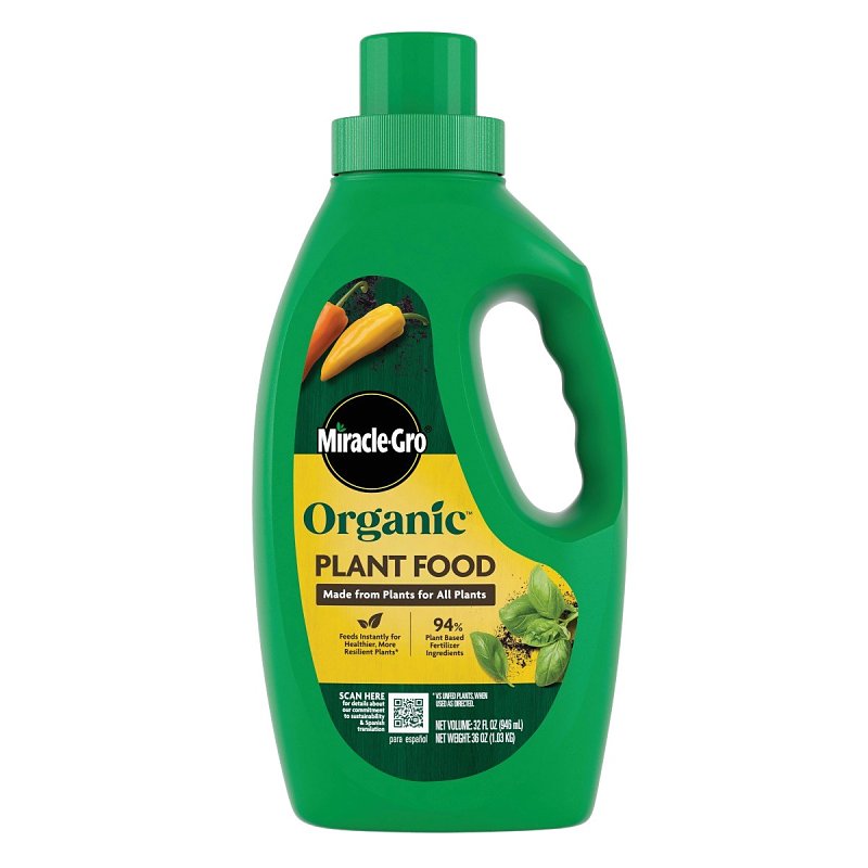 Miracle-Gro Organic Series 3035806 Plant Food, 32 oz, Liquid, 1.4-0.5-1 N-P-K Ratio