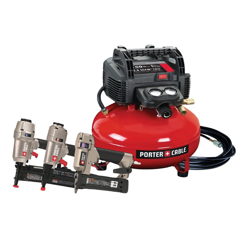 Porter-Cable PCFP3KIT Portable Electric Air Compressor Combo Kit, Tool Only, 6 gal Tank, 120 V, 150 psi Pressure